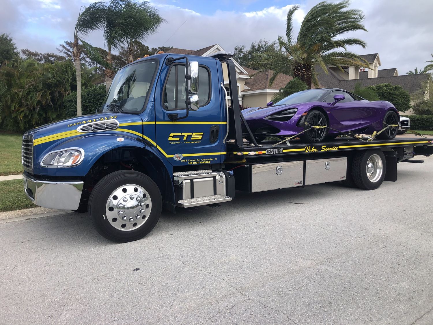 McLaren 750S secured on a CTS flatbed